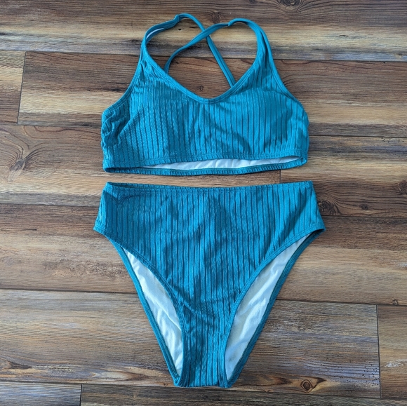 Cupshe Other - NWT Cupshe Solid Green 2 Piece Swimsuit Bikini High-Waisted L
